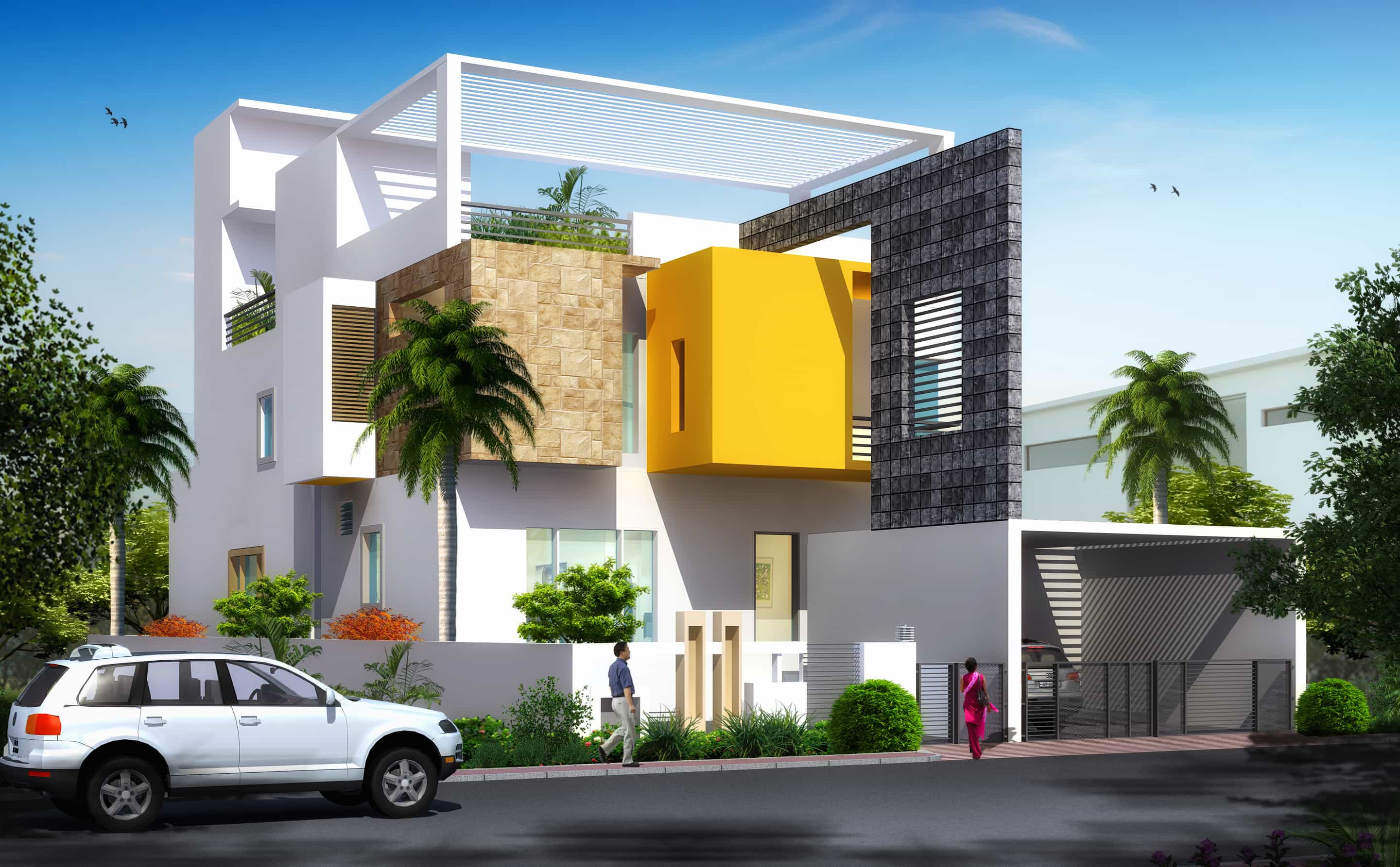 architects in trichy anandh residential home architecture elevation view
