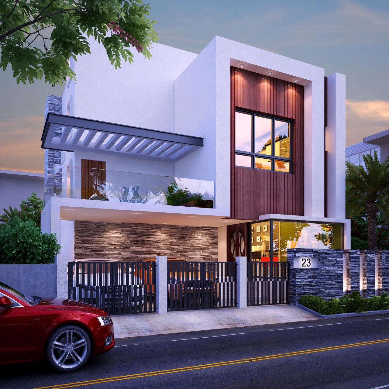 architects firm in trichy residential home Architecture Elevation
